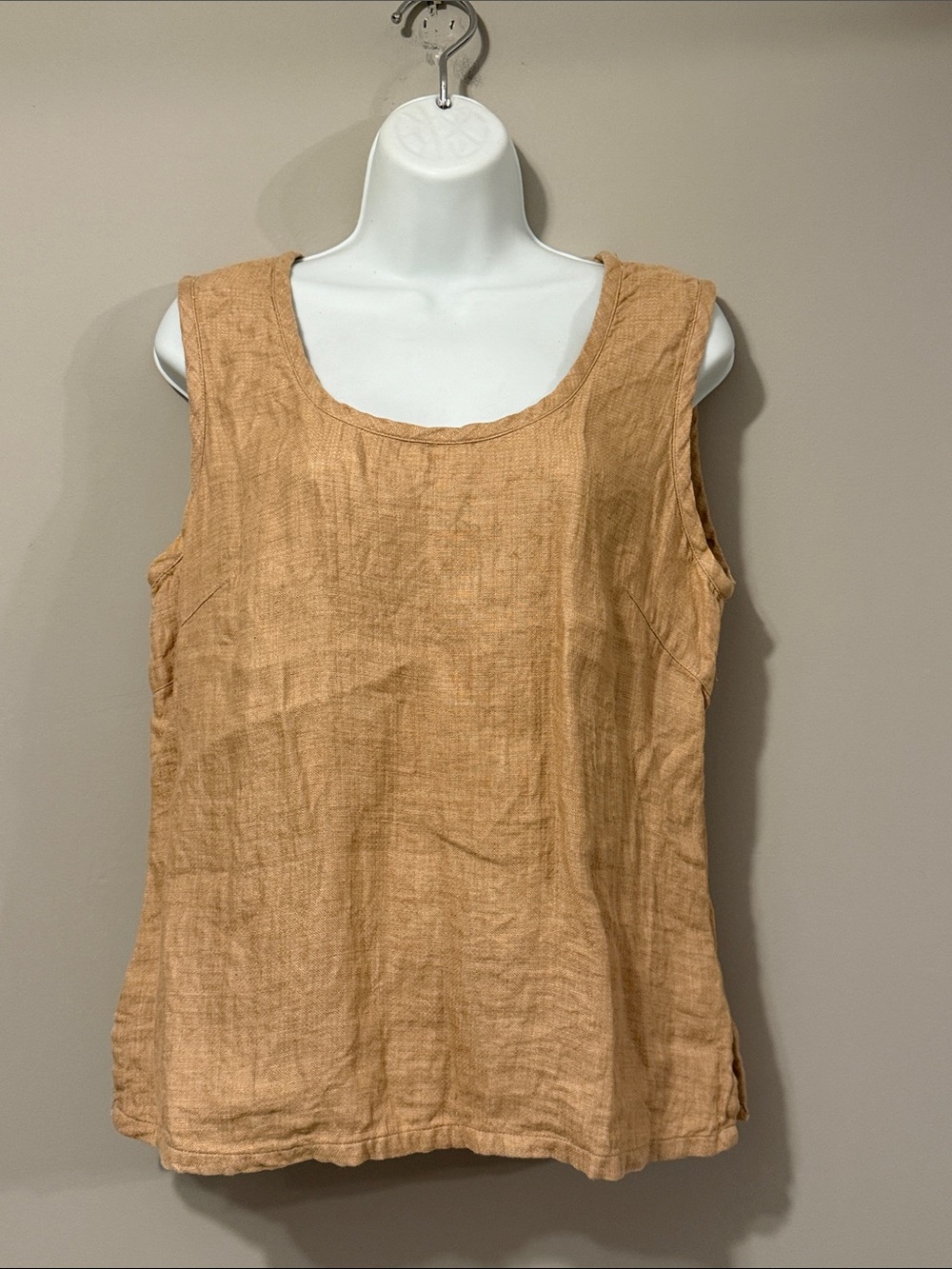 SPANNER Sleeveless 100% Linen Tank Top - Light brown